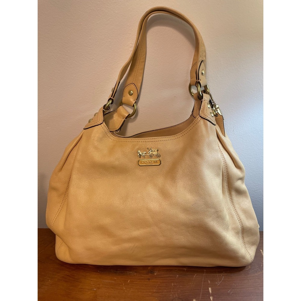 Coach Leather Madison Maggie Leather Shoulder Bag 14313 Butterscotch Yellow EUC